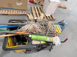 CLEANING CART WITH MOP; BUCKET; AND MOPS