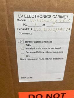 (5) MYERS POWER SYSTEMS LV ELECTRONICS CABINETS MODEL# LV550WCLV-3-R1