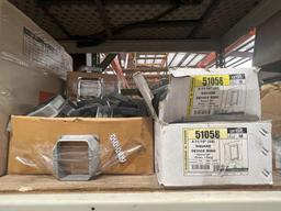METAL SHELF AND CONTENTS INCLUDING ELECTRICAL GANG BOXES; COVER PLATES; EXIT SIGNS; CONDUIT FITTINGS