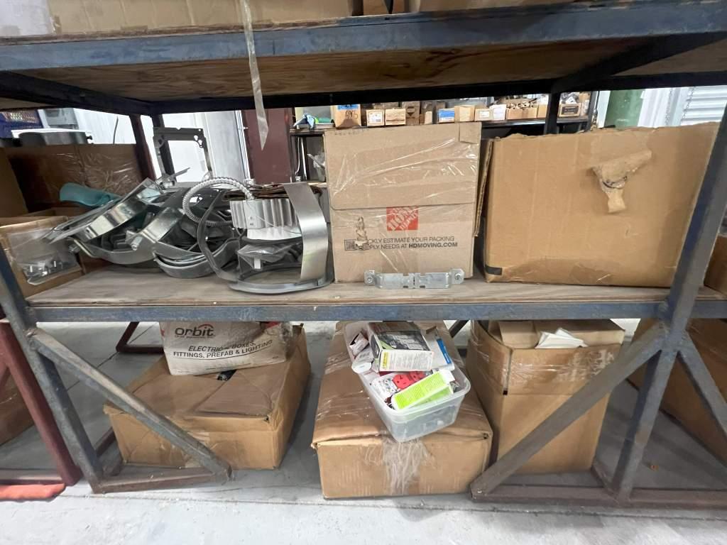 METAL SHELF AND CONTENTS INCLUDING CONDUIT; FLEX CONNECTORS; ASSORTED CONDUIT FITTINGS; ASSORTED MOU