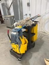 CLEANING CART WITH MOP; BUCKET; AND MOPS