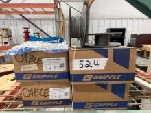 (2) SPOOLS OF  1/16” WIRE ROPE & (4) BOXES (25EA) OF GRIPPLE 10‘ Y-TOGGLE KITS 1/4”-460MM