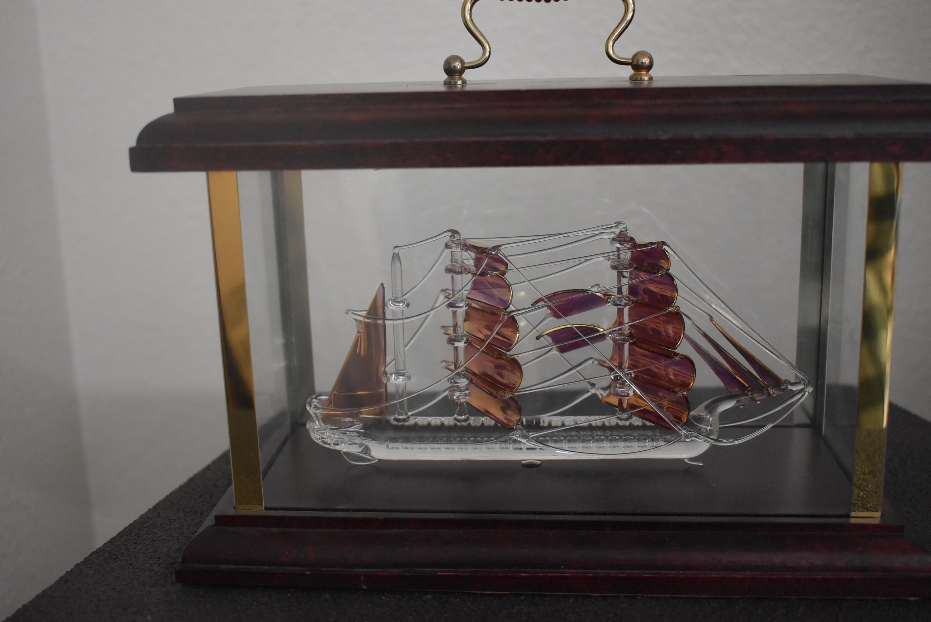 THE HMS DISCOVERY GLASS SHIP IN GLASS CASE!