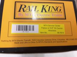 Nib Rail King Mth Service Center Flat Car W/55 Cameo Wreckers Item #30-7615