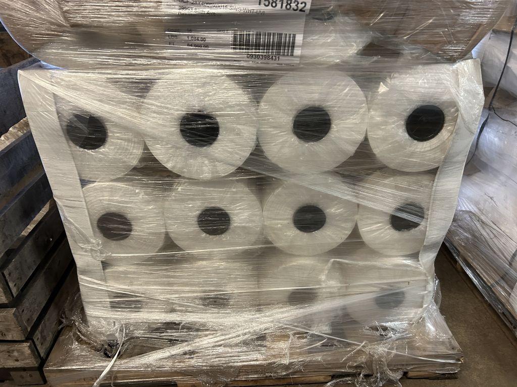 (16 QTY.) ROLLS OF PLASTIC, 28'' X 4000' PER ROLL, SELLS WITH CRATE