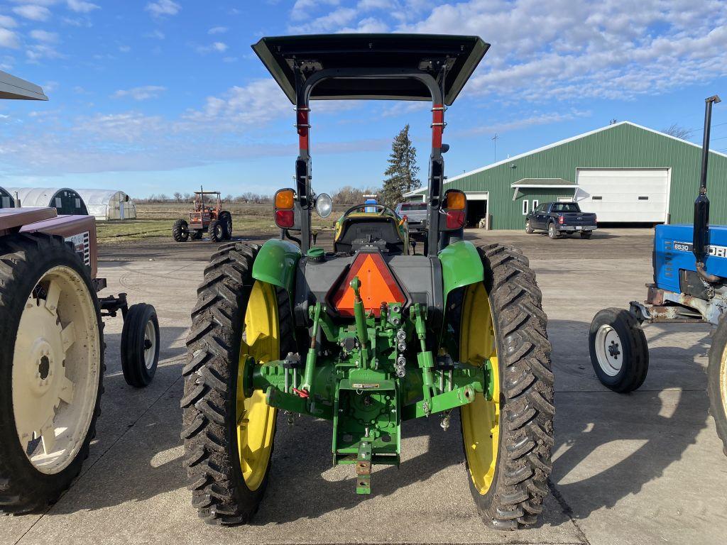 JOHN DEERE 5045E TRACTOR, 4WD, 3PT, PTO, 3-REMOTES, CANOPY, 230-95R48 REAR TIRES, 230-95R32 FRONT TI