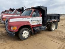 1996 FORD F-SERIES SINGLE AXLE DUMP TRUCK, FORD 7.0L DIESEL ENGINE, 5-SPEED WITH 2-SPEED AXLE, 8' BO