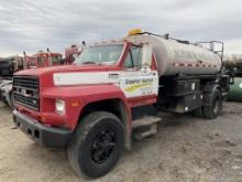 1990 FORD F800 SINGLE AXLE TACK TRUCK, 7.8L FORD DIESEL ENGINE, AUTO TRANS, AIR BRAKES, ETNYRE 1810-