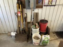SHOVELS, BROOMS, OIL DRY, AND OIL