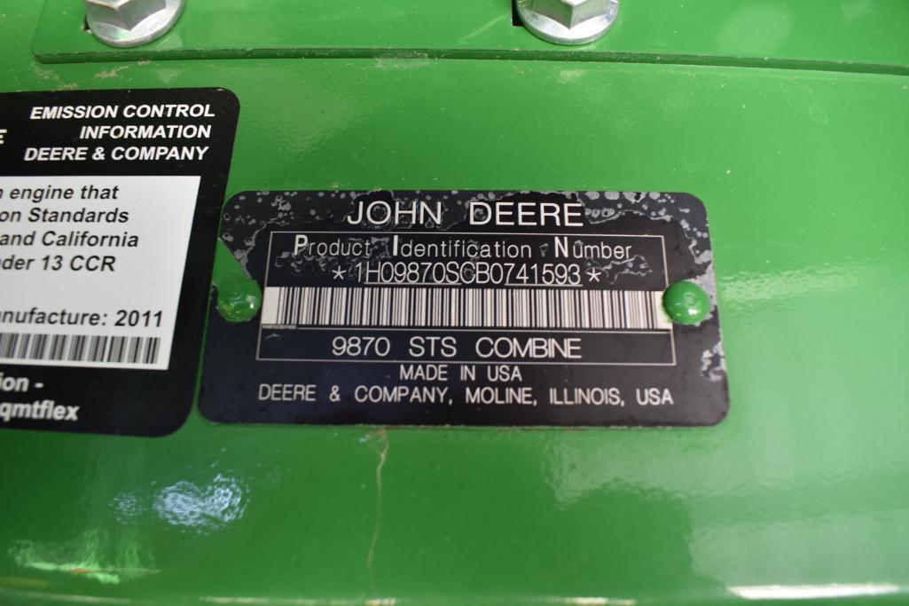 2011 John Deere 9870STS 2wd combine