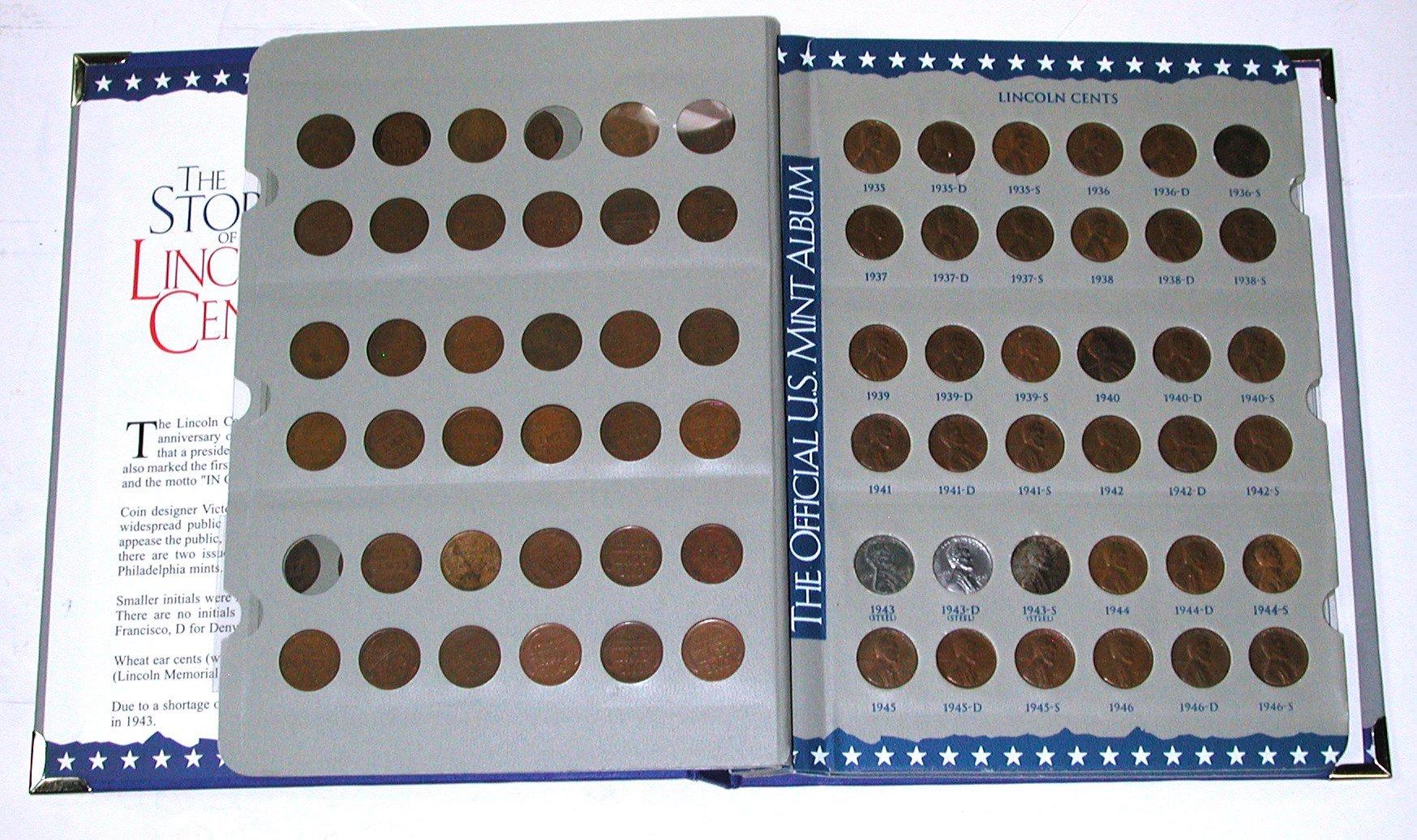 PARTIAL SET of WHEAT CENTS in ALBUM - 1909 to 1958-D