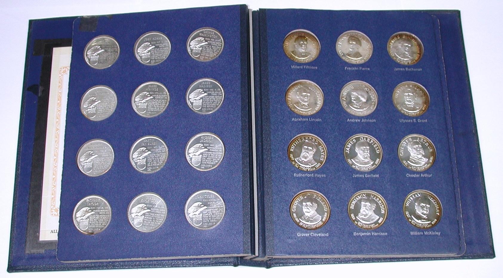 1970 AMERICAN EXPRESS FRANKLIN MINT TREASURY of PRESIDENTIAL COMMEMORATIVE MEDALS - STERLING SILVER