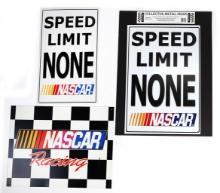 Nascar Garage Signs (3), Tin Litho, Exc-New cond, largest 18"H x 13"W.