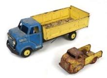 Toy Trucks (2), Marx Heavy Duty Dump Truck, c.1950s & Wyandotte Litho Servi