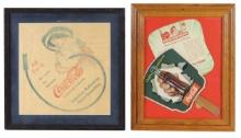 Coca-Cola Ephemera (3), pair of 1950's litho on cardstock fans & food/sandw