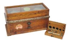 Apothecary Counter Scale, oak marble top balance type w/glass cover & parti