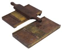 Apothecary Pill Rollers (2), 19th C. wood & brass, one missing top roller h