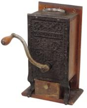 Coffee Mill, Arcade Telephone Mill, wood w/cast iron front, Good+ orig work