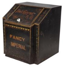 Country Store Tea Bin, "Fancy Imperial" by Bell Conrad & Co., Japanned tin