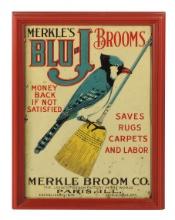 Country Store Merkle's Blu-J Brooms Sign, "The largest Broom Factory in the