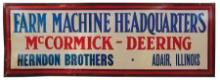 McCormick-Deering Sign, Herndon Bros, "Farm Machine Headquarters"-Adair, IL