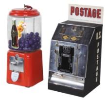 Coin-Operated Gumball Machine & Stamp Vendor (2), 1 cent Acorn gumball mach