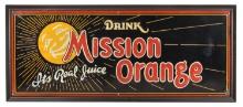 Soda Fountain Sign, Drink Mission Orange-It's Real Juice, colorful self-fra