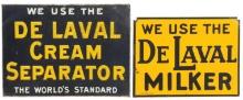 DeLaval Signs (2), DeLaval Cream Separator, embossed litho on tin & non-emb