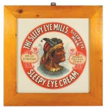 Sleepy Eye Mills Cream Sign w/Old Sleepy Eye at center, extremely colorful