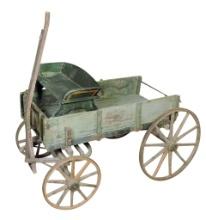 Child's Harvard Goat Wagon, wood w/spoked iron rim wheels & remnants of ori
