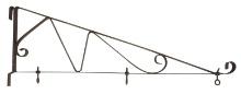 Country Store Sign Hanger, wrought iron wall-mount w/scrolled design, c.193