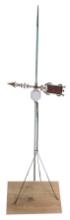 Weathervane & Lightning Rod, copper rod w/cast iron arrow & D & S milk glas