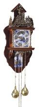 Clock, Dutch Baroque Style Wag On The Wall, wood case w/brass mounts & Delf