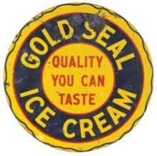 Soda Fountain Ice Cream Sign, dbl-sided steel litho for Gold Seal, marked A