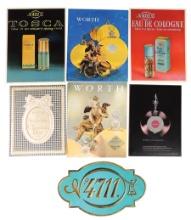 Perfume Display Signs (7), Christian Dior, Guerlain, Worth & 4711, pressed