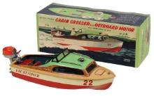 Toy Boat, Cabin Cruiser Vacationer No.22 in orig box, mfgd by Linemar, B-O