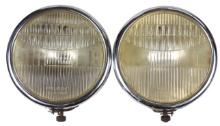 Automobilia, Model A headlights, matching pair w/glass Twolite lenses in ch