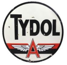 Petroliana Tydol Gasoline Sign, mfgd by Burdick-Tulsa w/Winged A logo, scar