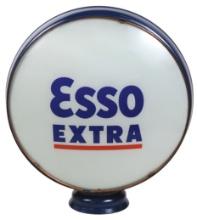 Petroliana Esso Extra Gas Globe, vintage reverse-painted glass lenses in 1-pc pre
