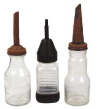 Petroliana & Battery Bottles (3), embossed J.B. Rhodes & Marquette Mfg Co.