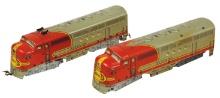 Toy Train Engines, elect litho on tin Santa Fe, mfgd by Marx & matching dum