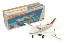 Toy Beechcraft 60 Duke Airplane, Masudaya-Japan litho on tin & plastic B-O,