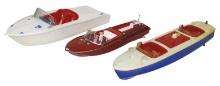 Toy Boats (3), Harcraft, made in Los Angeles, large red/white/blue plastic,