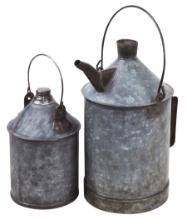 Railroad Cans (2), galvanized tin oil can embossed C&NW RY, mfgd by Johnson