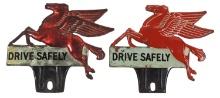 Automotive Mobil Pegasus License Plate Toppers (2), embossed diecut metal w