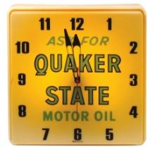 Petroliana Quaker State Lighted Clock, mfgd by Dualite, plastic, Good+ cond