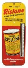 Petroliana Rislone Thermometer, litho on metal w/large product graphic, Goo
