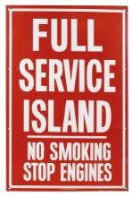 Petroliana Fill-Service Island Sign, litho on tin, VG cond w/normal w