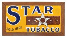 Tobacco Sign, Star Tobacco, porcelain in wood frame, strong color, obvious