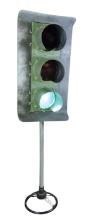 Automobilia Traffic Light, Econolite, 3-section aluminum on later stand w/s